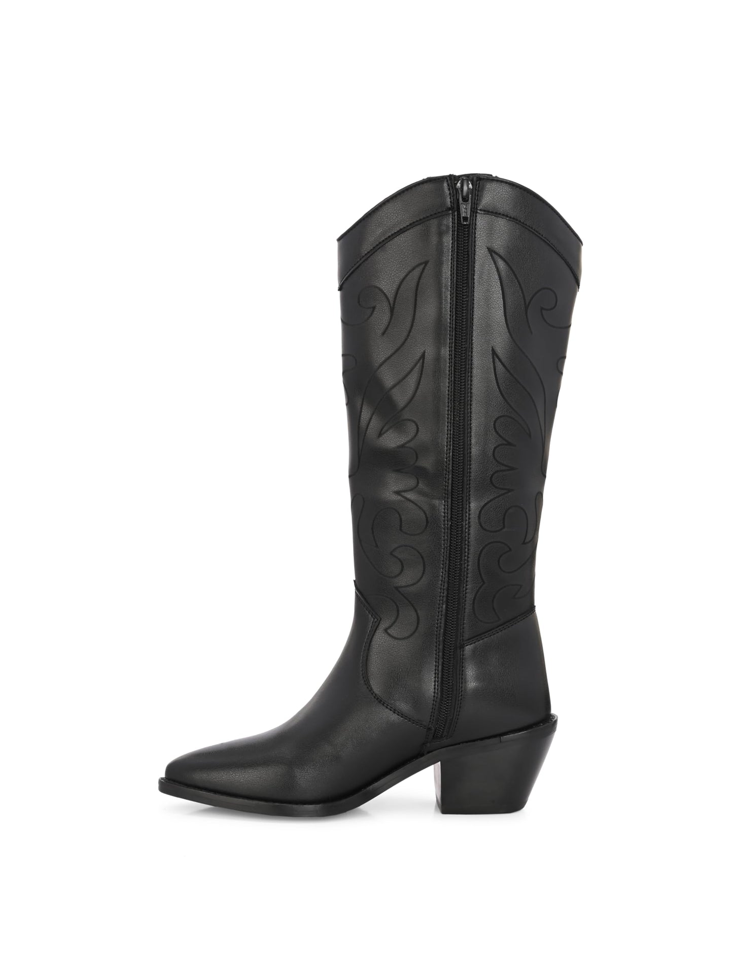 Delize Black Women Knee ankle boots with track outsole 64663-40