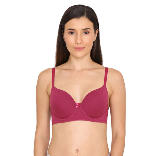 Zivame Women's Cotton T-Shirt Underwired Bra (ZI1135-Raspberrry Radiance_Pink_34D)