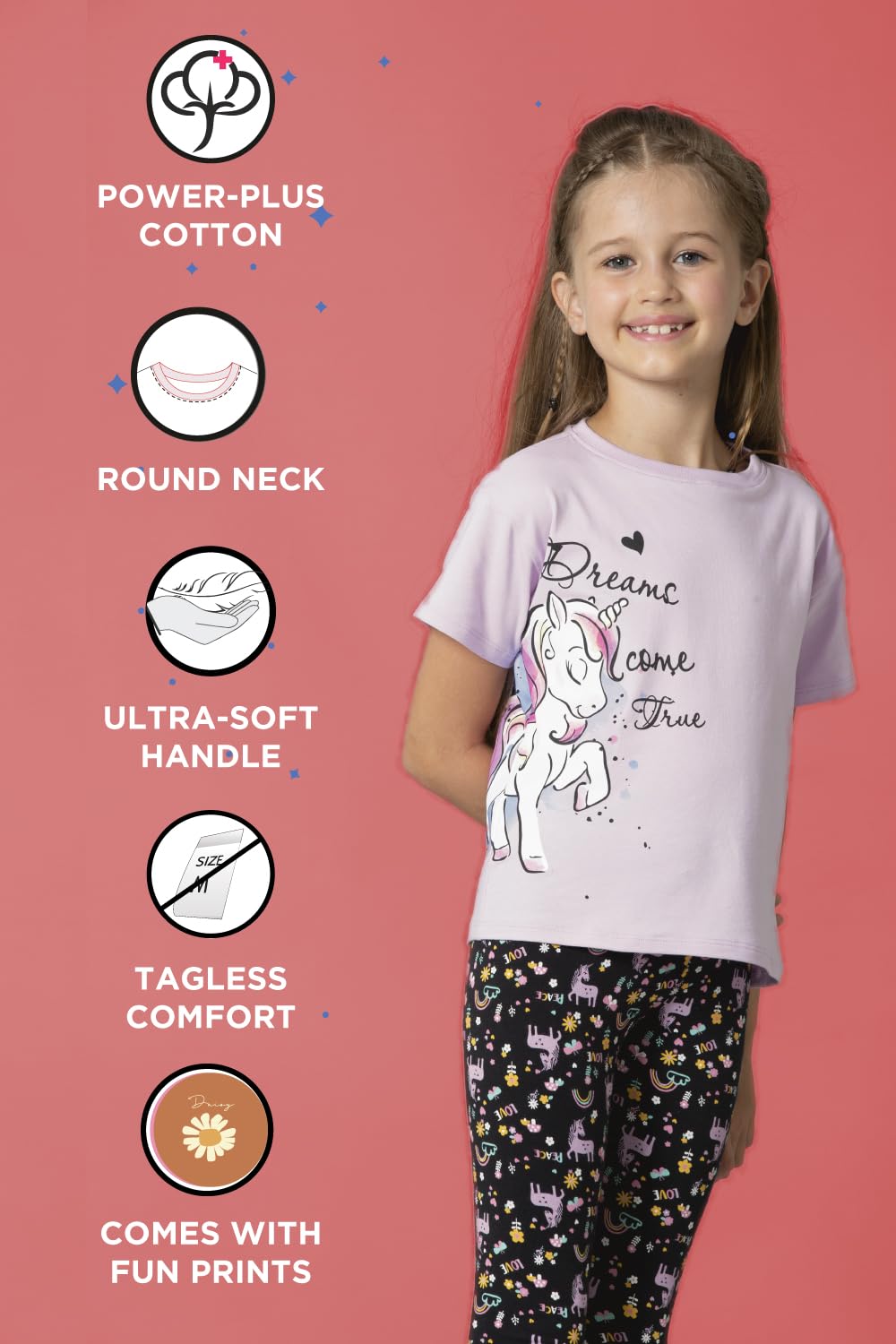 Van Heusen Girls T-Shirt - 100% Cotton - Ultra Soft, Round Neck, Short Sleeve_56405_Black_9-10 Years