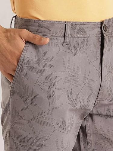 Indian Terrain Men Printed Cotton Shorts Grey