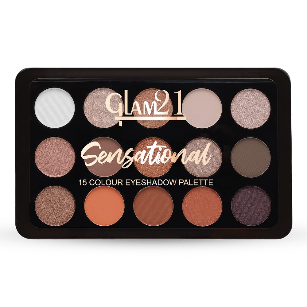 Glam21 Sensational Eyeshadow Palette | 15 Color Shades|Ultra Micronized Pigments|Smoky Eye Shadow|Long Lasting|14gm - 01