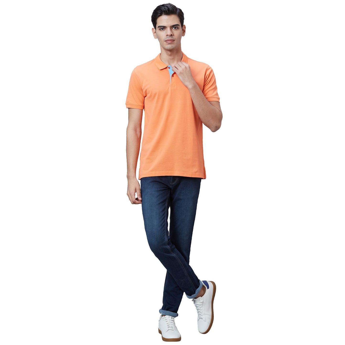 Park Avenue Men's Slim Fit Pure Cotton Half Sleeve Polo Neck Print Pattern Red Casual T-Shirt (Size: 44)-PCKB01140-R3