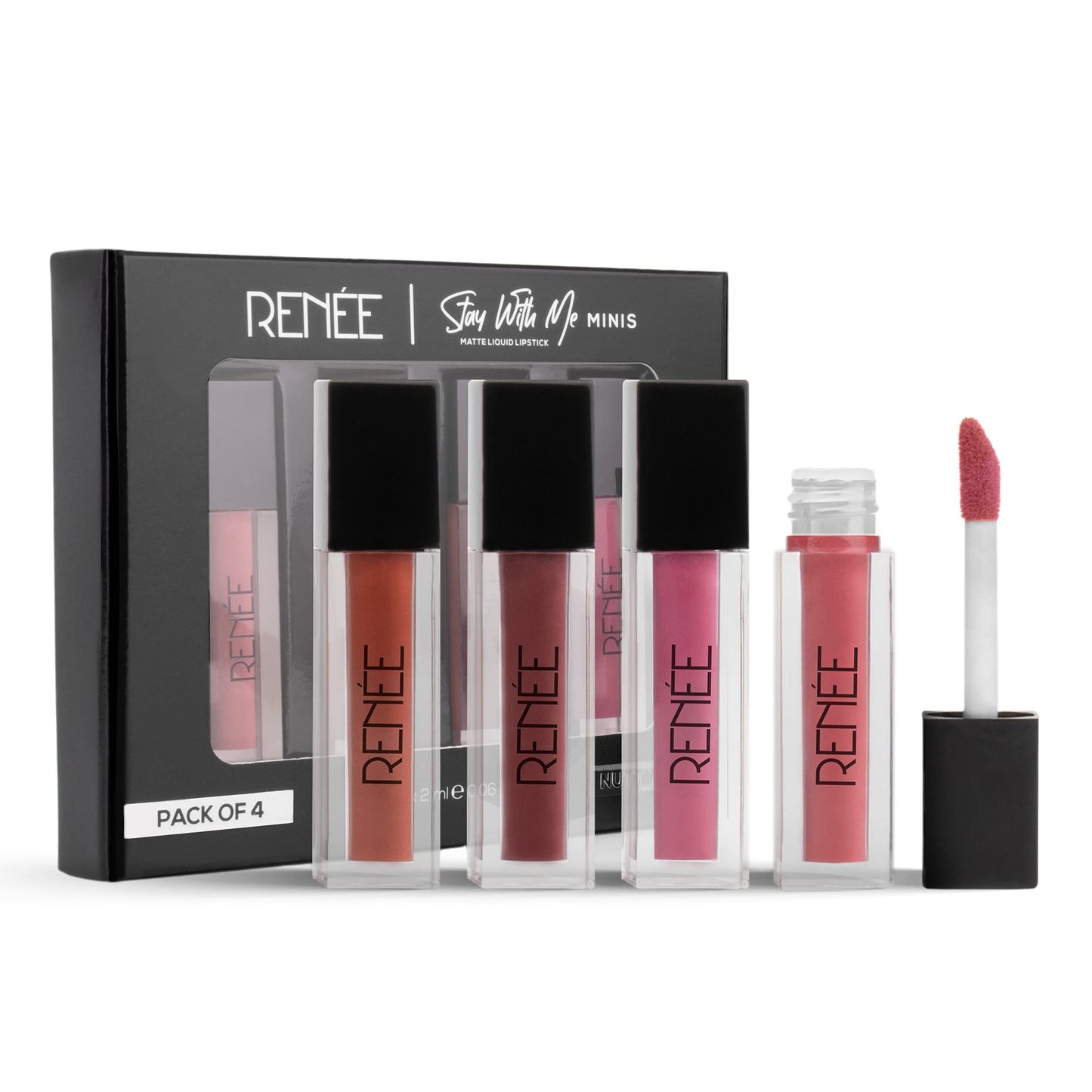 RENEE Stay With Me Mini Matte Lip Color Nutty Nudes 2ml Each| Long Lasting, Light Weight & Non Transfer Formula| Water & Smudge Proof