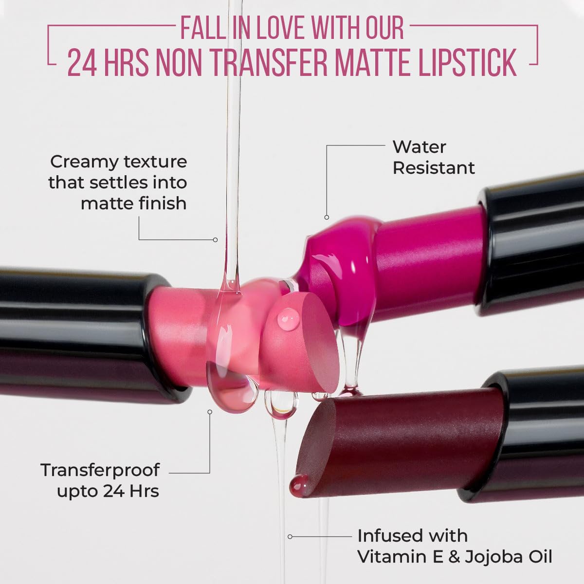 INSIGHT 24 Hrs Non-Transfer Matte Lipstick | Lightweight, Highly Pigmented, Long Wear | Kiss Proof & Smudge Proof | With Vitamin E & Jojoba Oil | Vegan, Toxin Free | Shade - 08 Stay Basic (3g)