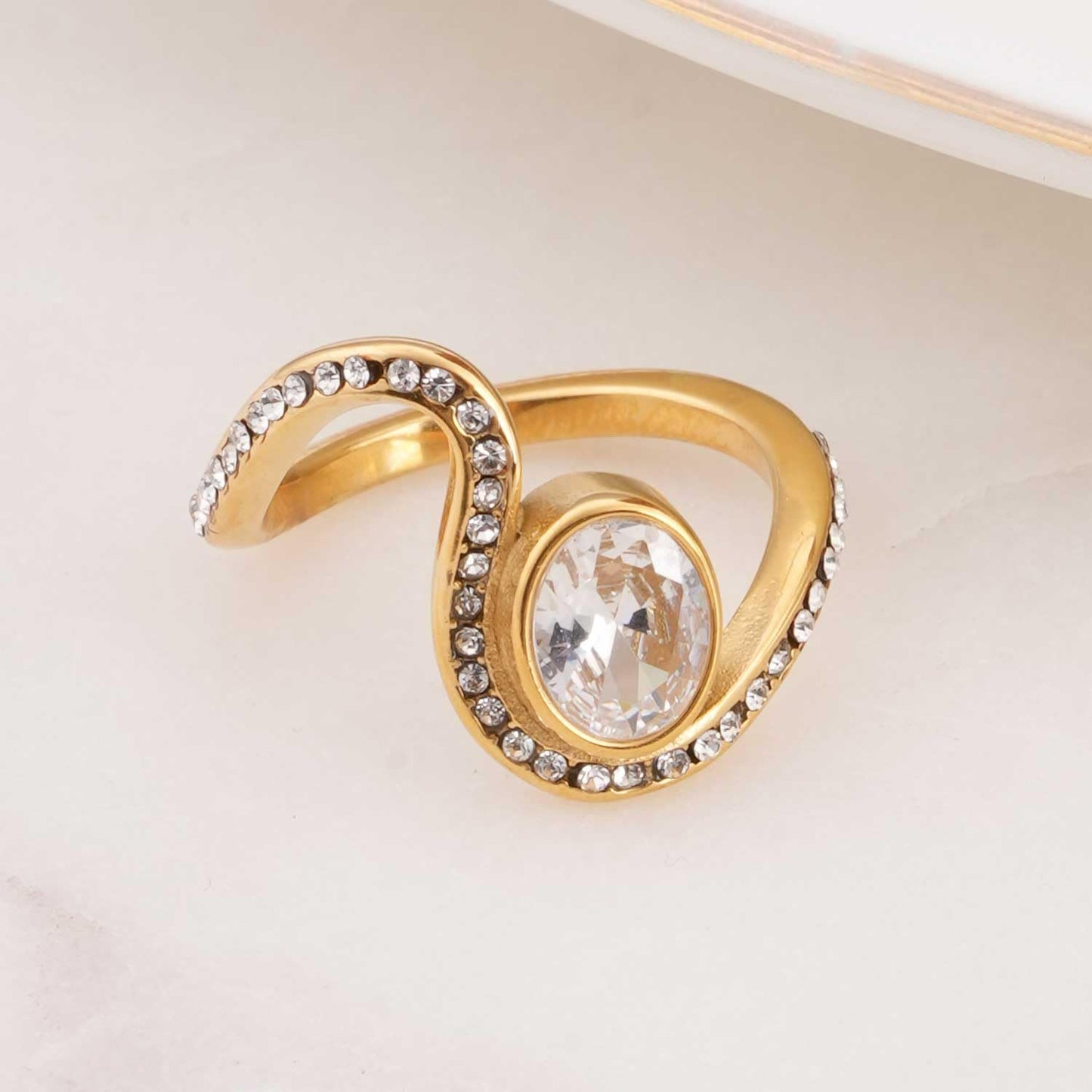 PALMONAS Statement Crystal Ring for Womens (Size-7) - Gift for Girls & Women, Women's Jewellery | Waterproof & Anti Tarnish Rings