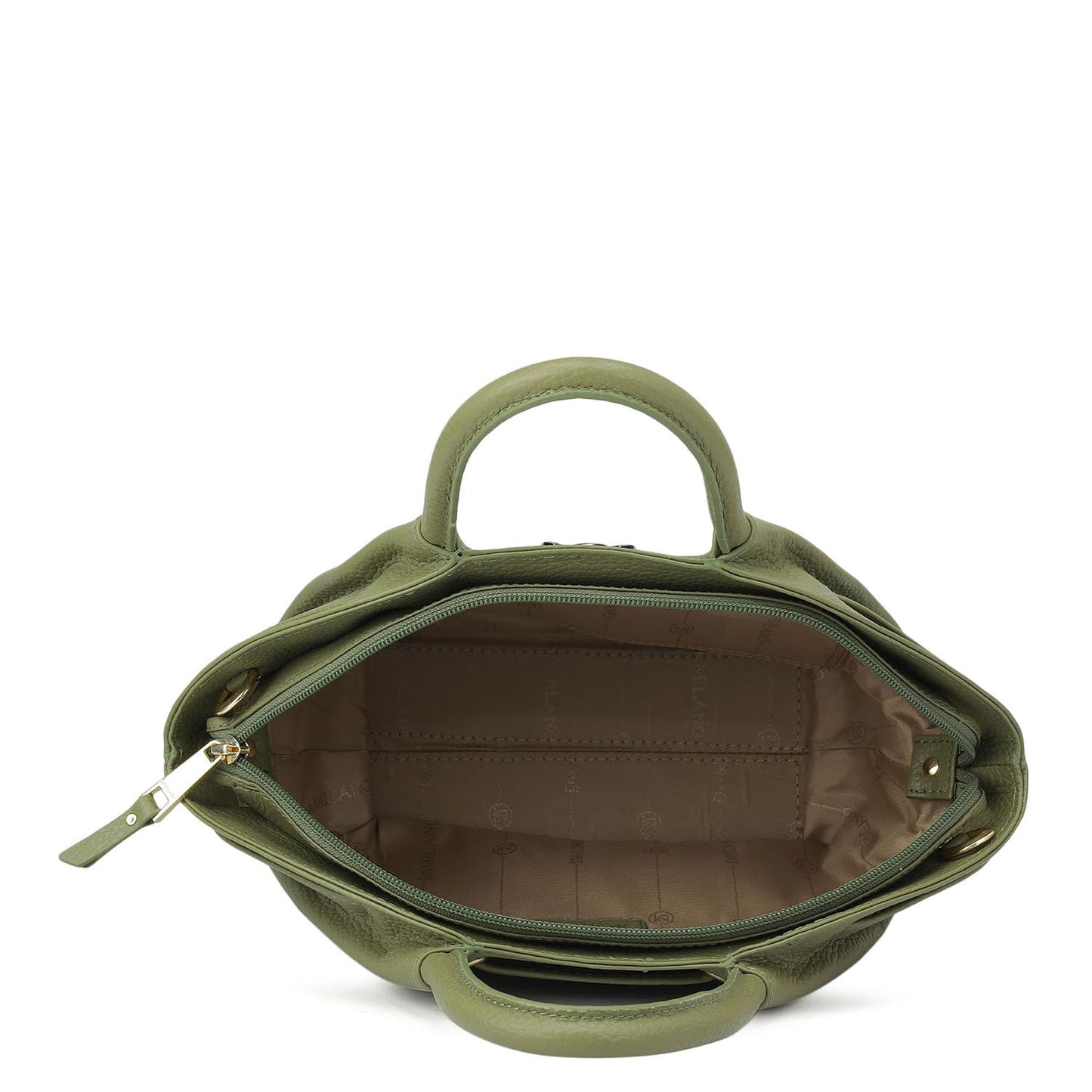 Da Milano Leather Satchel Bag for Women - Green