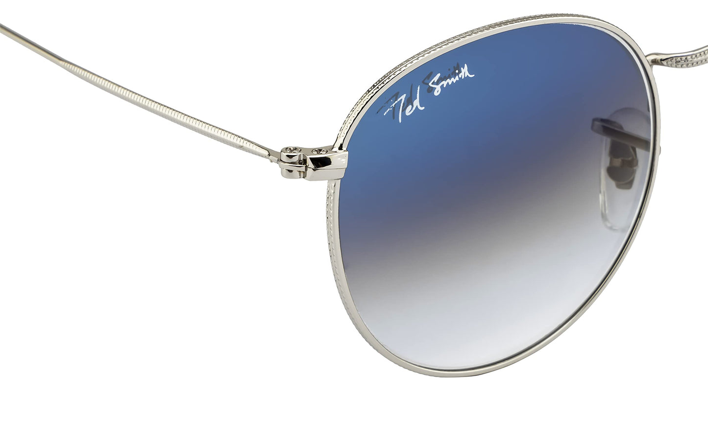 Ted Smith Men's Women's Glass UV Protection Blue Graded Lens Silver Round Sunglasses