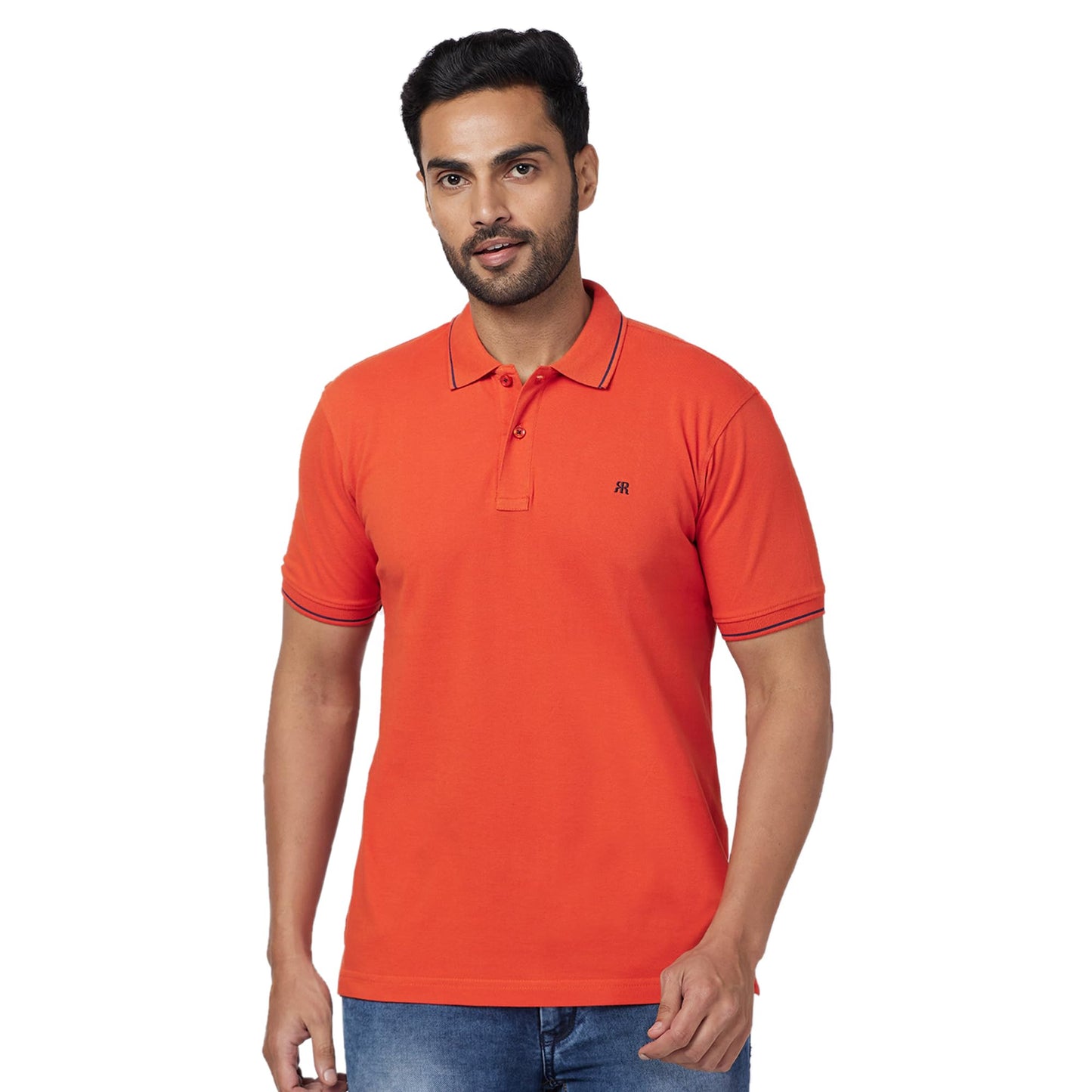 Raymond Men Contemporary Fit Solid Pattern Pure Cotton Polo Neck Half Sleeve Casual T-Shirt (Size: 46)-RCKD01195-R6 Dark Red