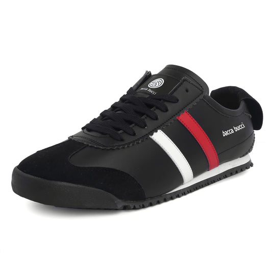 Bacca Bucci® Men Black Casual Shoes with Non Slip Canvas Rubber Sole for All Day wear- Black, Size UK6