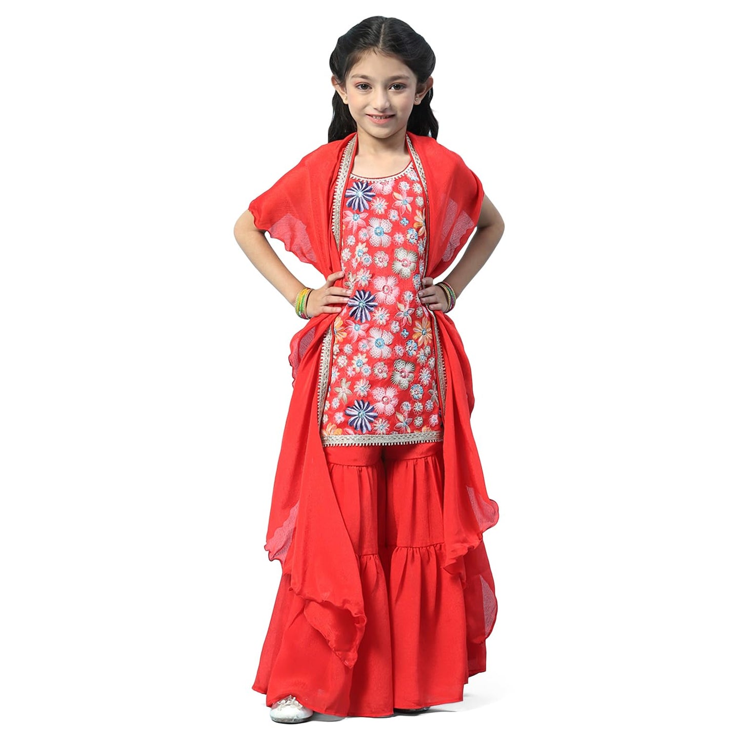 BIBA GIRL PRINTED A LINE KID(KW5442_RED_11)