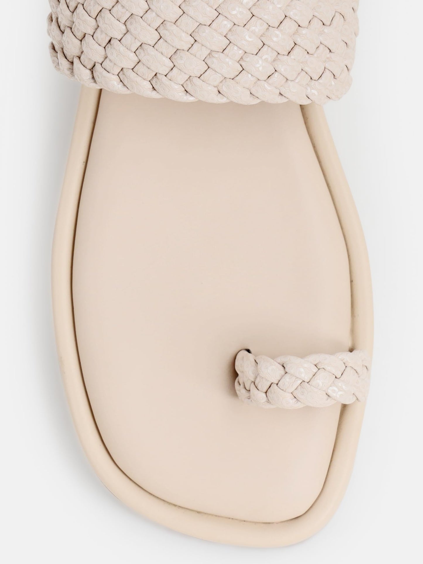 KENNETH COLE Women's Flat Slide Sandal | Ladies Open-Toe Slip-On | Premium Synthetic Upper | Intricate Woven Strap, Modern Toe Ring Design