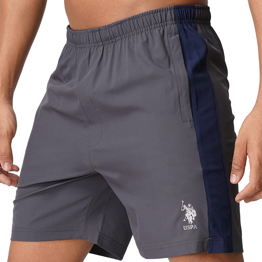 U.S. POLO ASSN. Men Mid Rise Elasticized Waist I716 Shorts - Pack of 1 (GREY M)