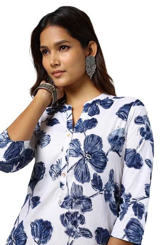 Soch Womens White Rayon Floral Print Tunic