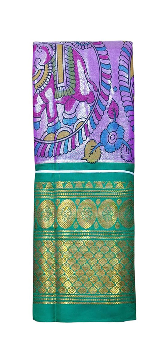 VFCollections Women's Kalamkari Kanchipuram Silk Pattu Sarees With Blouse (VFC498-2)
