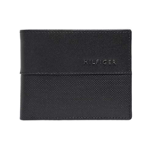 Tommy Hilfiger Men Leather RFID Protected Tuxtla Slimfold Wallet - Black, No. of Card Slot: 8