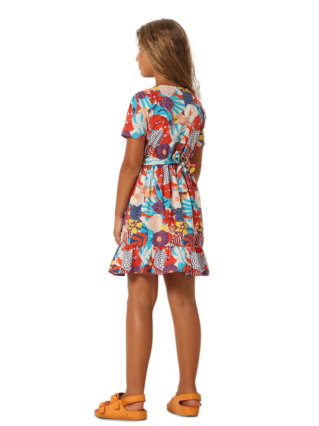 VERO MODA Girls Floral Print Above Knee Length Multicolor Fit & Flare Dress