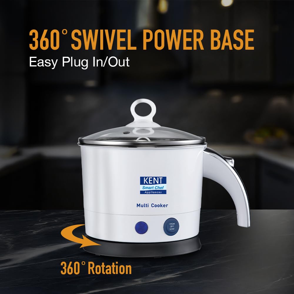 KENT Kettle Multicooker Cum Steamer 1.2 liters 800W| Boiling of Water, Tea,Eggs, Instant Noodle Maker, Steaming idlis, Momos |Inner Stainless Steel without joint and welding & Cool Touch Outer Body