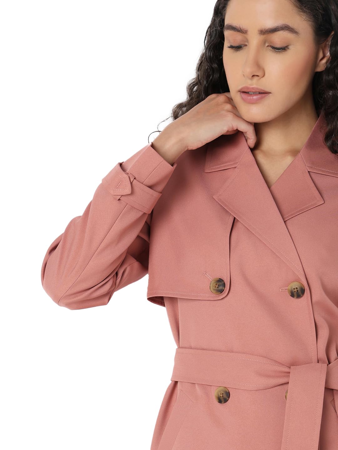 VERO MODA Women's Relaxed Fit Pink Coat