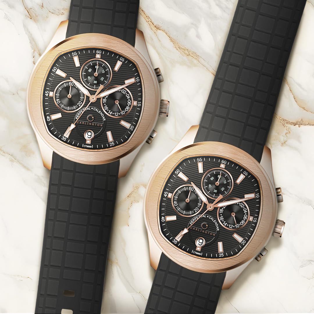 Carlington Legacy Series Analog Wrist Watches with Chronograph & Silicone Strap for Men - CT 9999