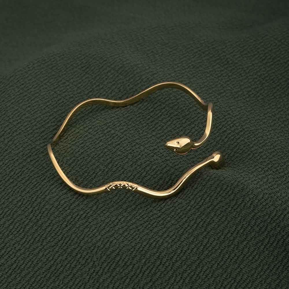 PALMONAS Minimalist Golden Ripple Snake Bracelet for Womens Waterproof & Anti-Tarnish