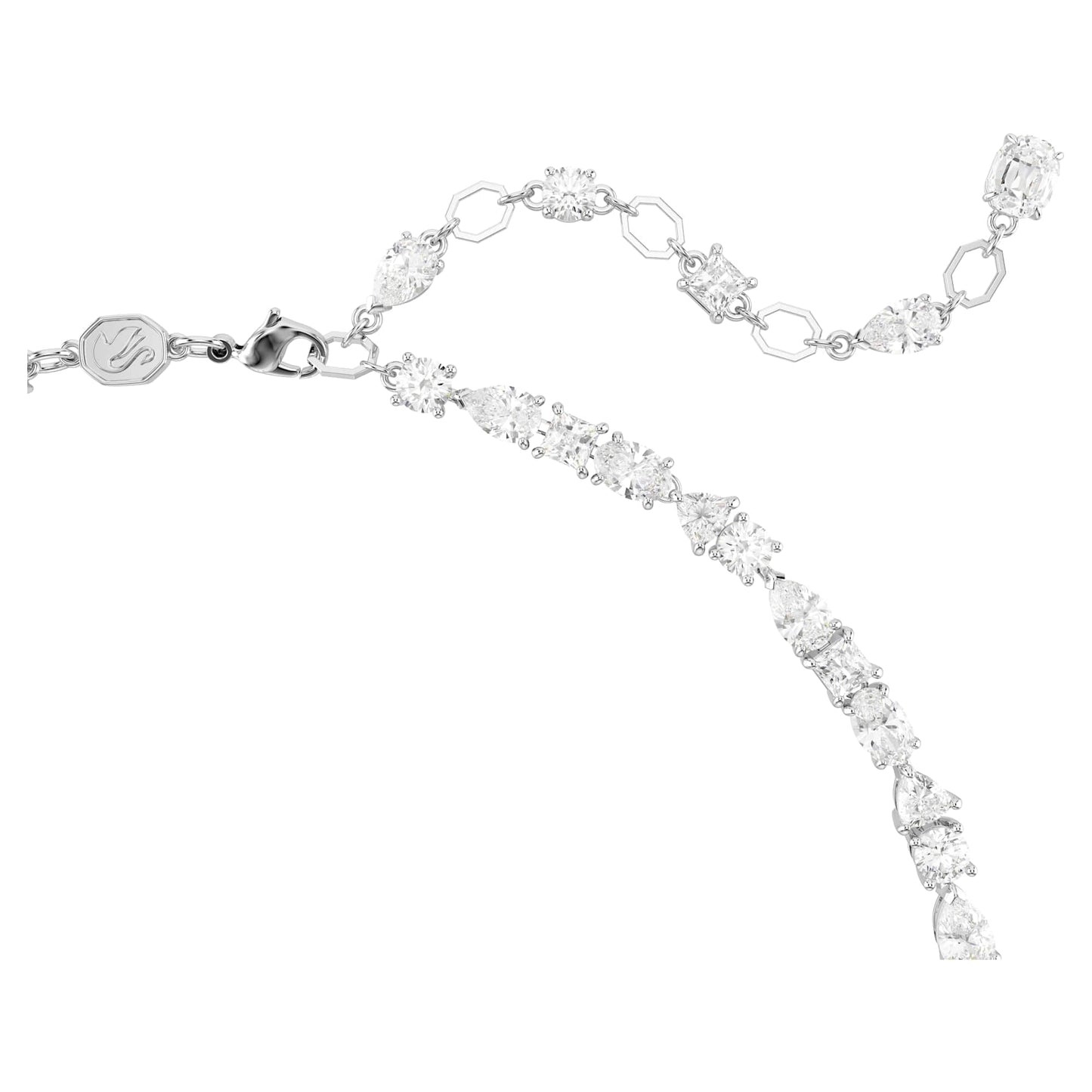Swarovski Necklace and Earrings Mesmera set, Mixed cuts, White, Rhodium plated