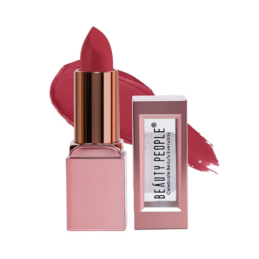 Beauty People Glorified Matte Lipstick, Metallic Lip Colour, Moisturises & Hydrates Lips, 8 Hour Colour Stay, Longlasting, Waterproof, With Jojoba Oil & Vitamin E, Shade Easy Berry, 3.8gm