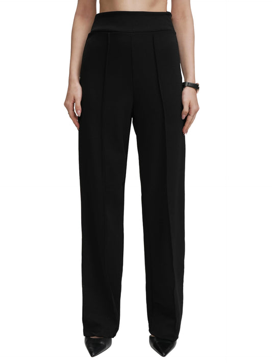 Tokyo Talkies Women Flared Fit High-Rise Parallel Trousers Black