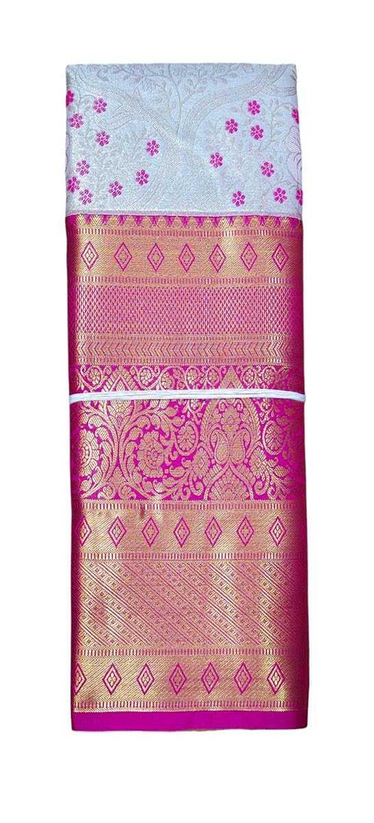 VFCollections Women's Kanchipuram Silk Pure Pattu Sarees With Blouse (VFC483-4)