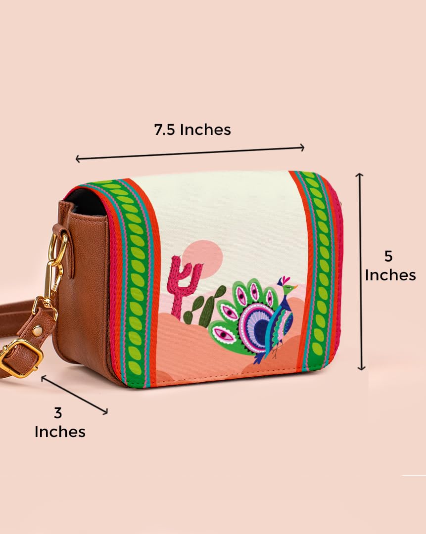 Kalankit Sling Bag | Vegan Leather Sling Bag for Woman, Trendy Crossbody Bags for Women | Everyday Side Bag & Shoulder Purse, Travel Companion & Valentine Gifts for Women | Cactus Clapback