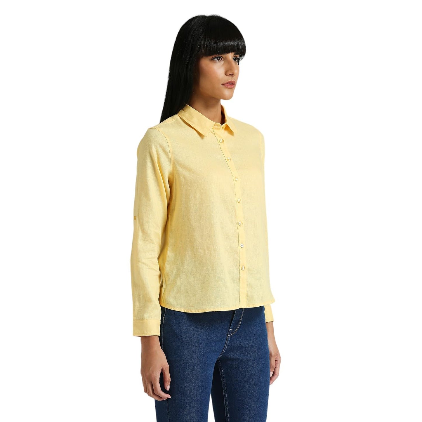 Pepe Jeans Women's Solid Regular Fit Shirt (PL304924_Light Yellow