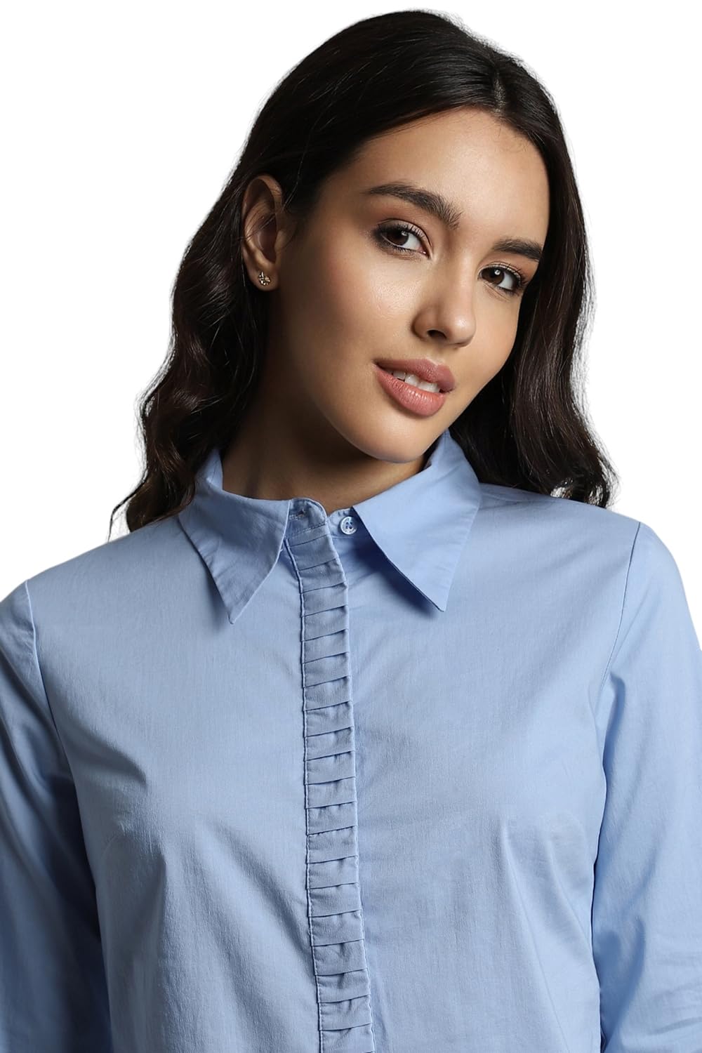 Allen Solly Women's Regular Fit Shirt (AHSFWRGFR00858_Blue