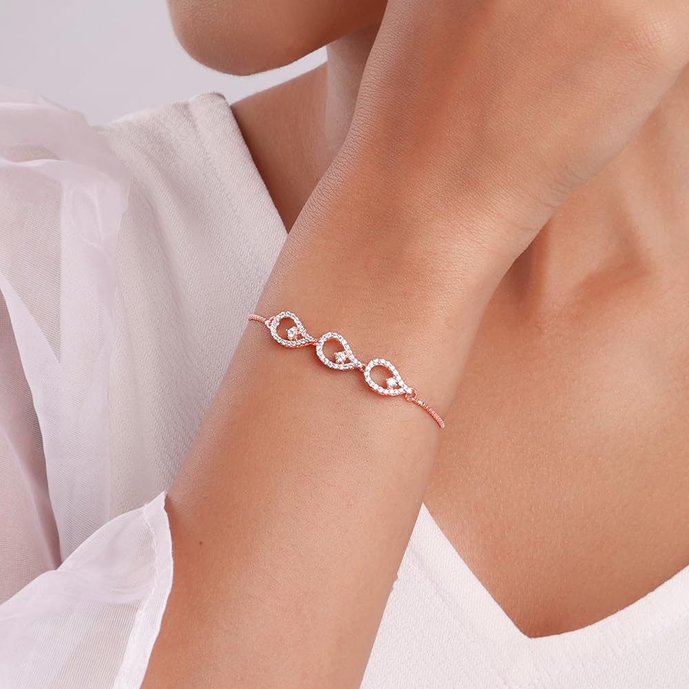 GIVA 925 Silver Rose Gold Heap of Love Bracelet, Adjustable | Gifts for Women and Girls | With Certificate of Authenticity and 925 Stamp | 6 Month Warranty*