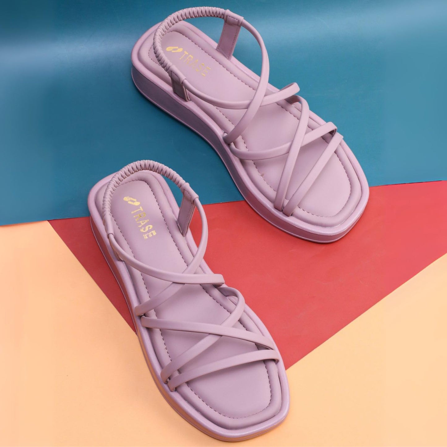TRASE Women Slingback Sandals, Multi Straps Stylish Design, Cushioned Sole, and Lightweight for Everyday Wear (Peach, 8 UK)