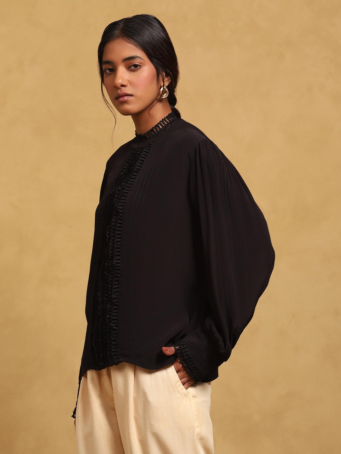 Ritu Kumar Black Full Sleeves Solid Shirt