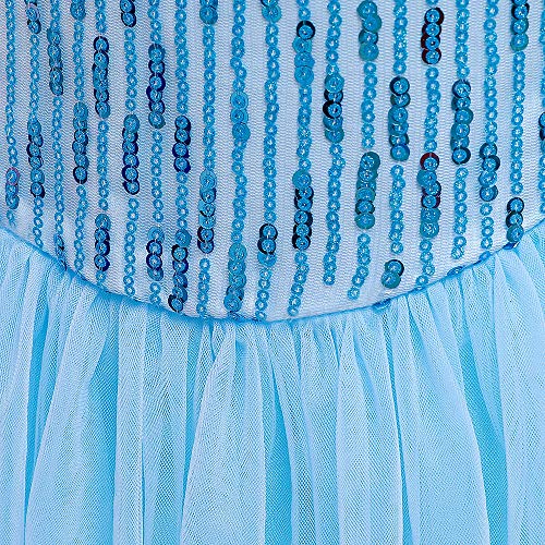 Hopscotch Girls Sequin Embellished Floor Length Ball Gown In Blue Color For Ages 3-4 Years