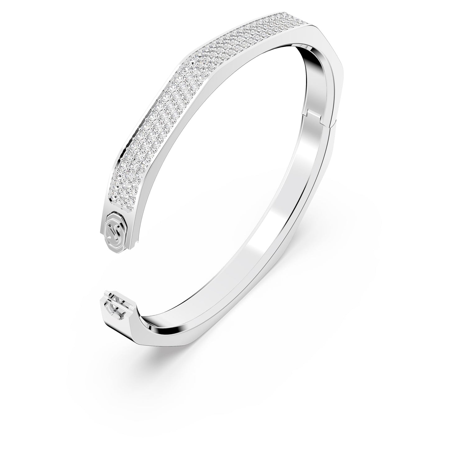 Swarovski Dextera bangle, Octagon shape, White, Rhodium plated