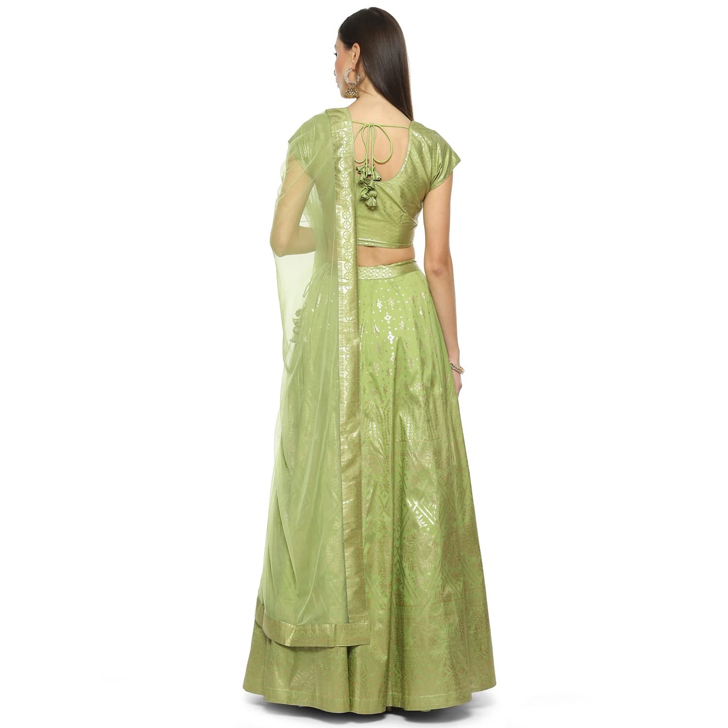 BIBA Women Poly Tafetta Lehenga Choli Readymade Light Green 3Xl