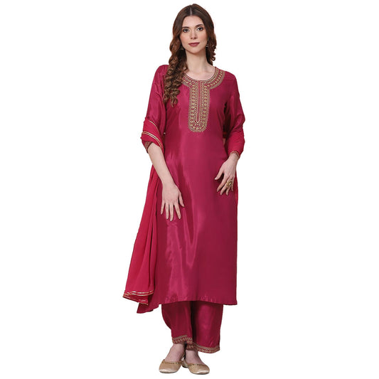 Rangriti Women Wine Viscose A Line Kurta Set_32