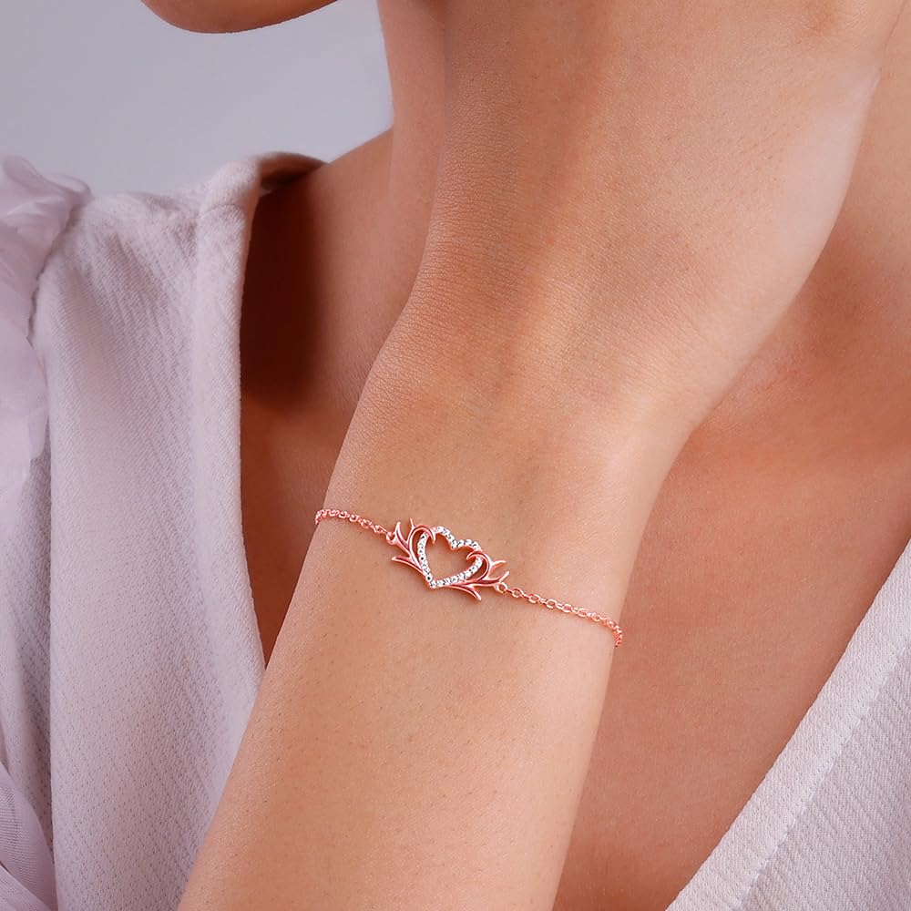 GIVA 925 Rose Gold Intertwined In Love Bracelet, Adjustable|Gift for Girlfriend, Gifts for Women and Girls|With Certificate of Authenticity and 925 Stamp |6 Months Warranty*