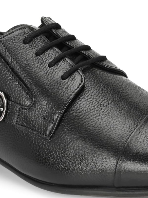 HITZ Men's Black Leather Lace-Up Shoes - UK 7