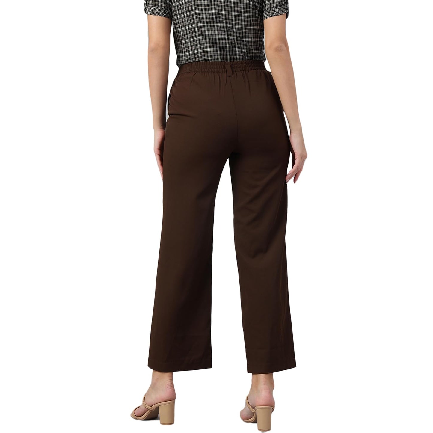 Latin Quarters Women Brown Solid Ankle Length Casual Pant_L