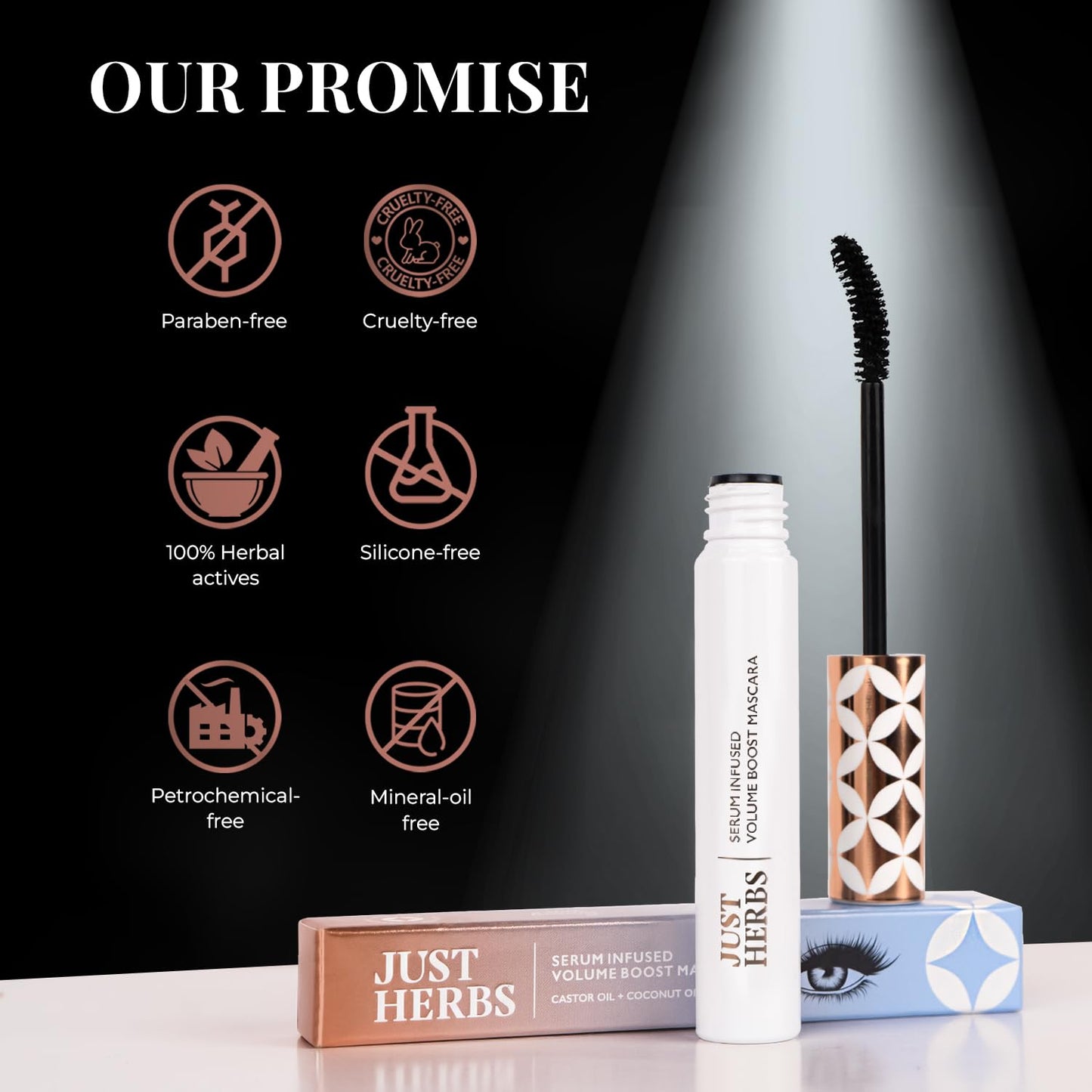 Just Herbs Serum Infused Volume Boost Mascara Highly Pigmented Waterproof Long Lasting 8ml
