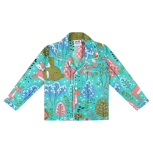 superminis Baby Girl and Baby Boy Animal Print Cotton Full Sleeves Night Suit (Green, 7-8 Years)