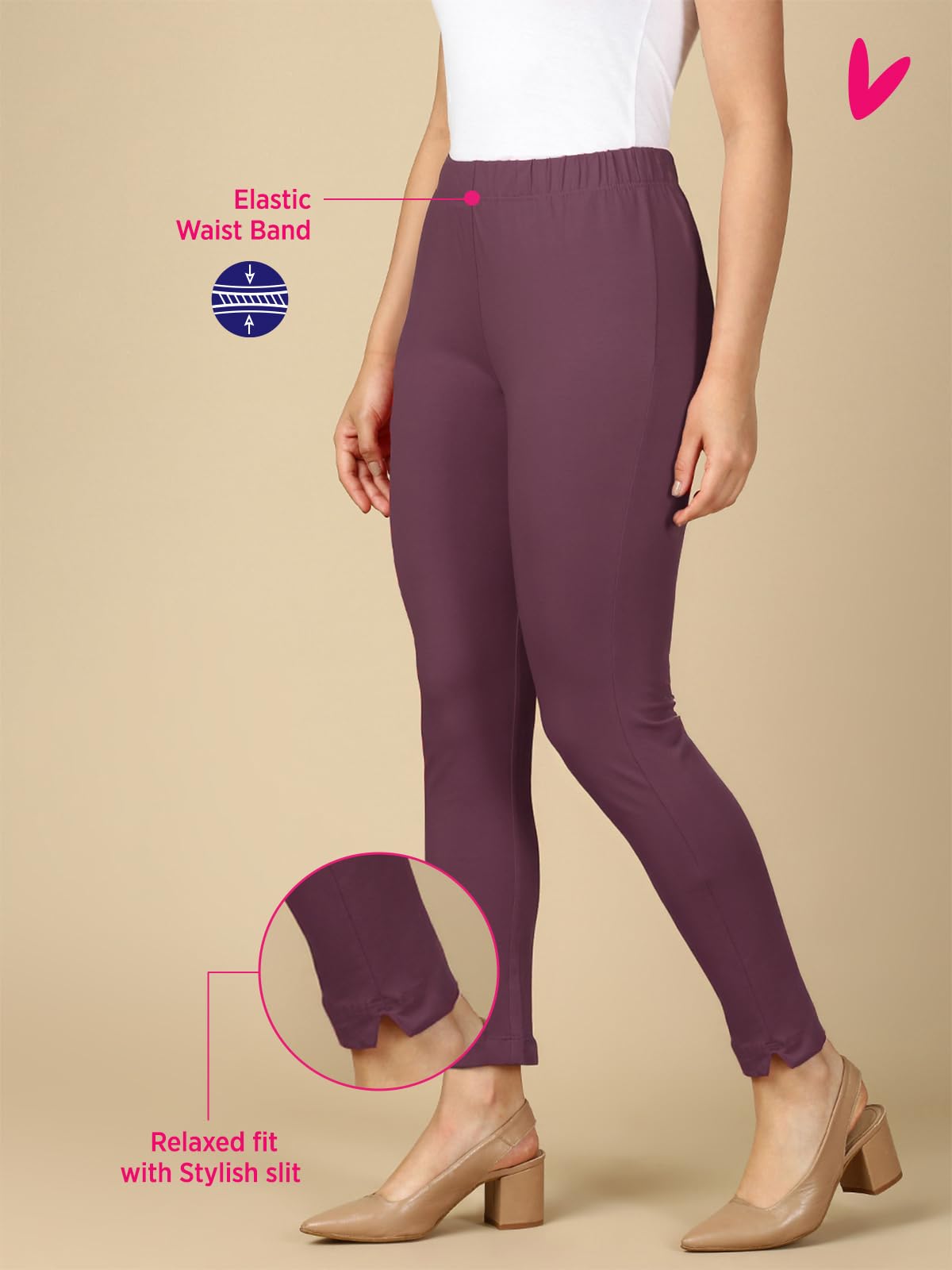 Lux Cozi PYNK Women's Solid Premium Cotton Lycra Kurtipant with Side Pocket_COZI_PYNK_KURTIPANT_79_FS_1PC