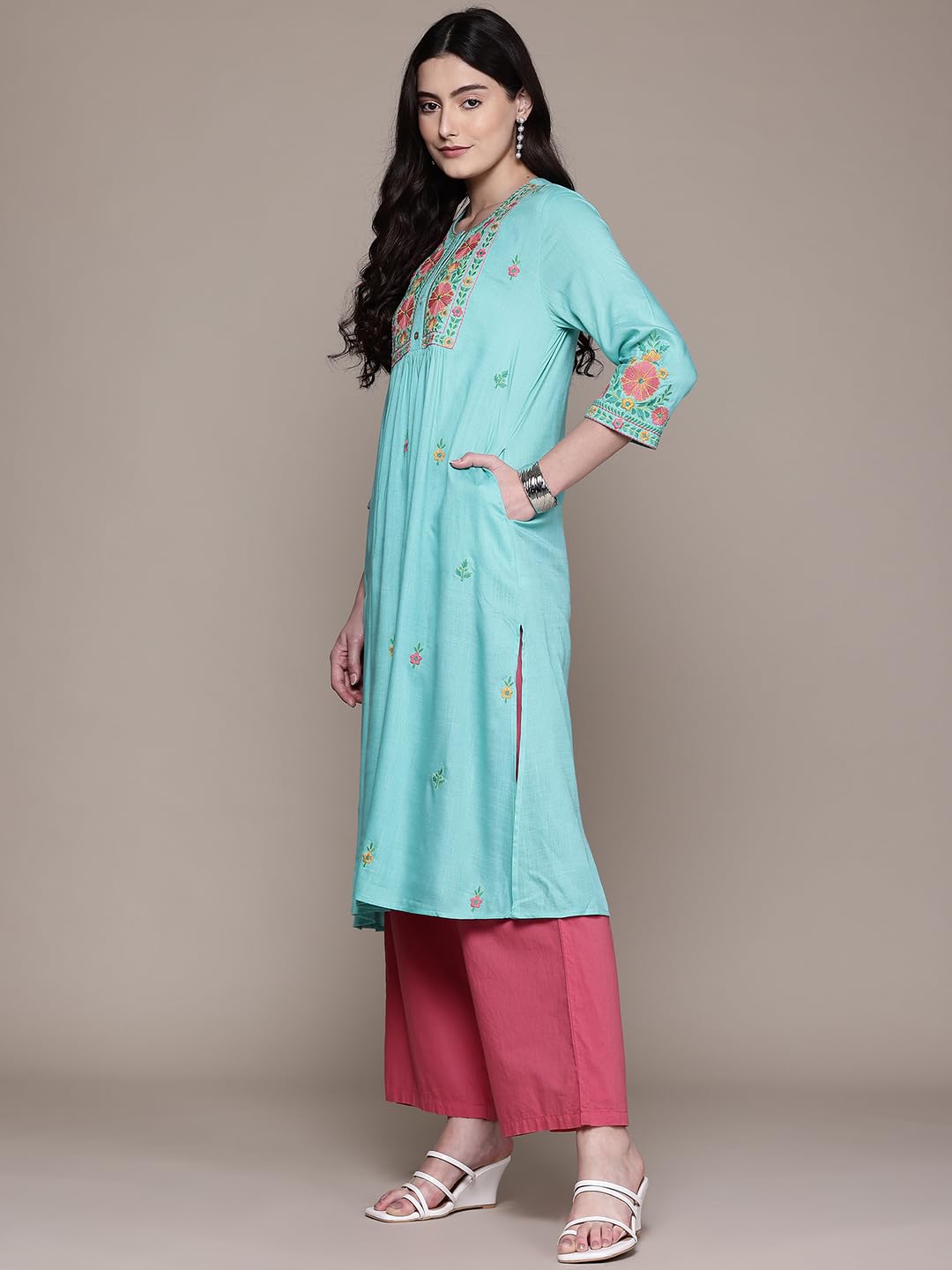 Aarke Ritu Kumar Turquoise Monroue Kurta