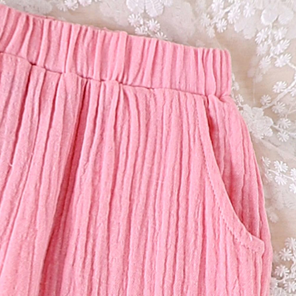 Hopscotch Girls Sleeveless Embellished Pink Color Pant set (5-6 Years)