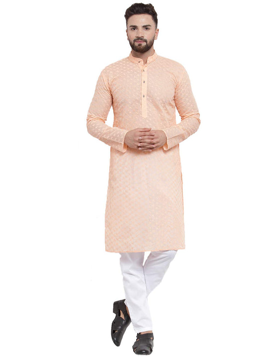 Jompers Men's Chicken Cotton Kurta Pyjama. (Orange, S)