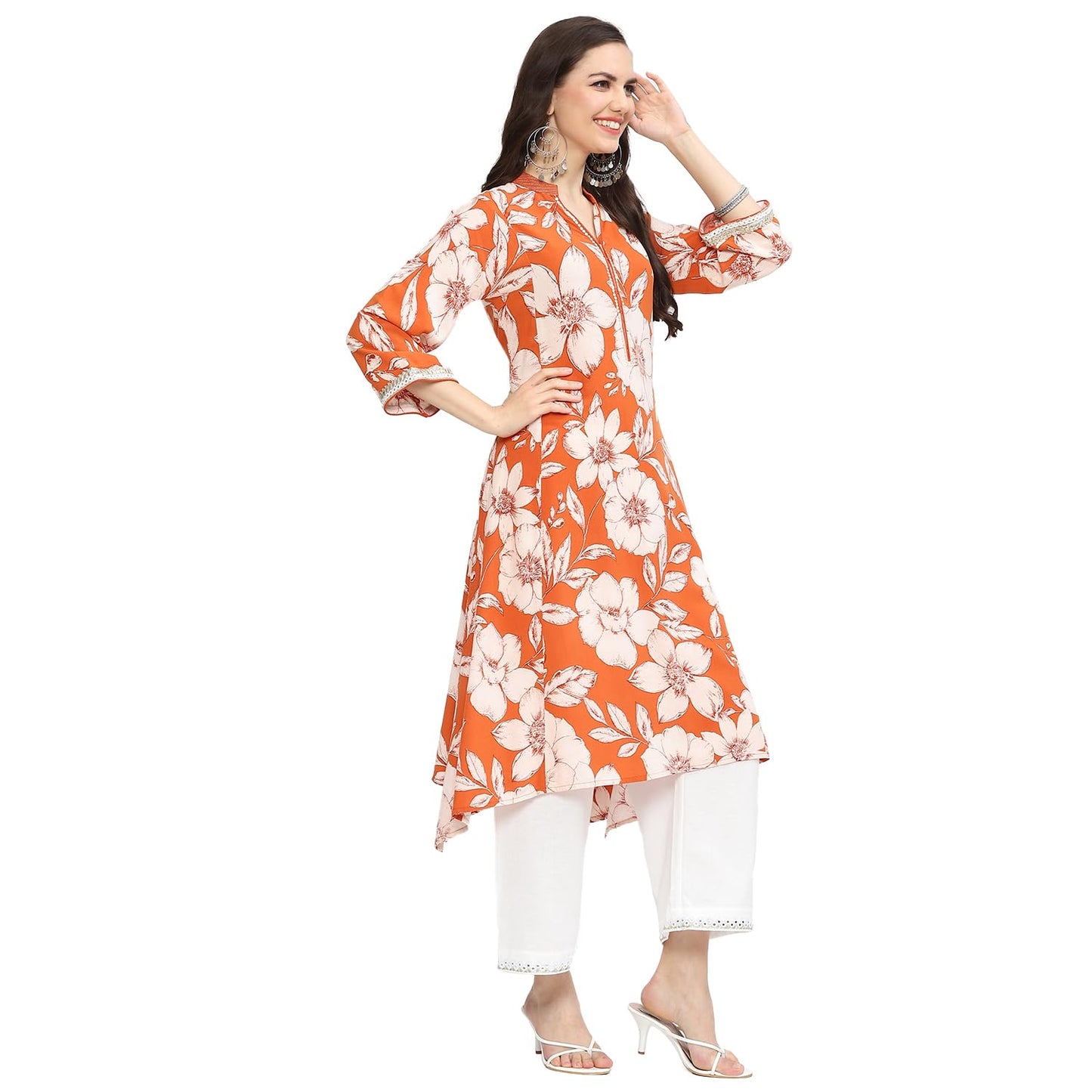 BIBA Women Printed Straight Mix and Match(WHIMSICA19661_Burnt Orange_38)