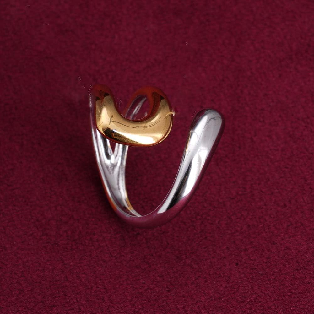 PALMONAS Twisted Silver Gold Tone Ring for Womens - Waterproof & Anti-Tarnish