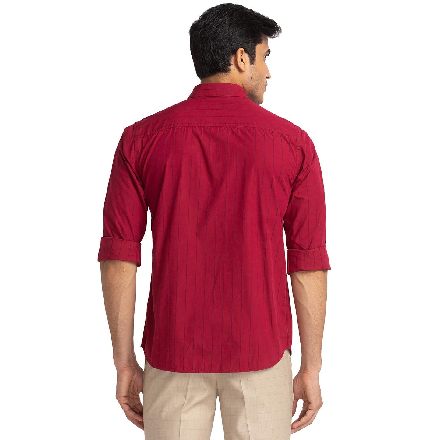 Park Avenue Slim Fit Dark Red Casual Shirt for Men